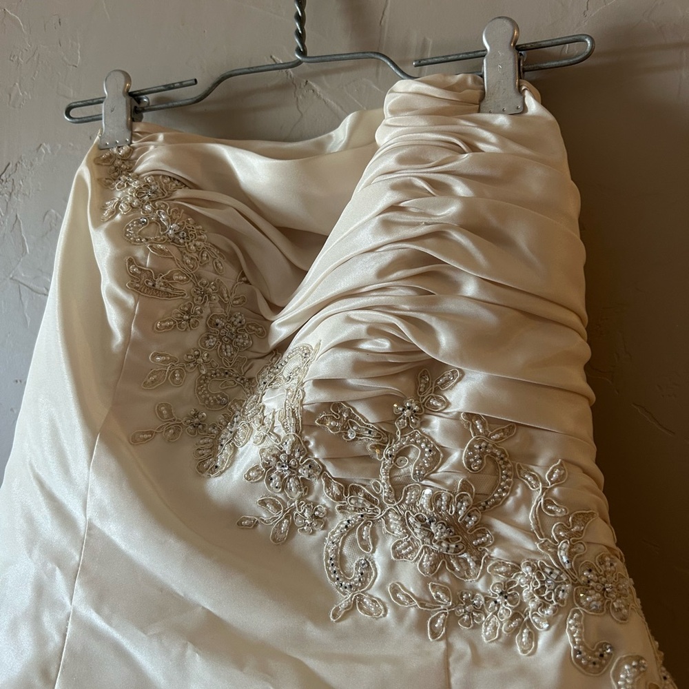 Elegant Cream Satin Dress with Embellishments